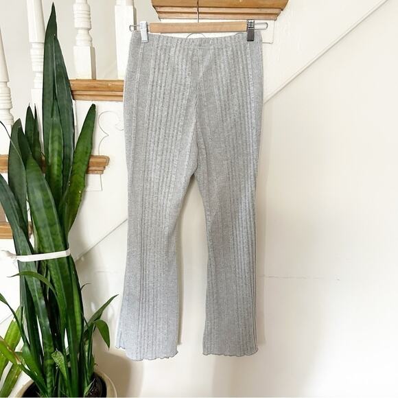 SHEIN Womens Gray Frenchy Rib Knit Elastic Waist Flare Leg Pants Size PM - Picture 5 of 5